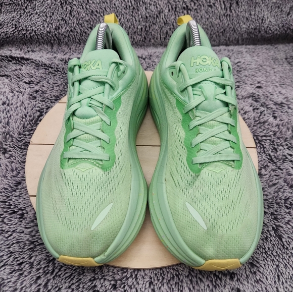 Hoka One One Bondi 8 Lime Glow Running Shoes Women's Size 9.5 - Picture 3 of 9